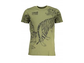 CAVALLI CLASS Perfektné Pánske Tričko Krátky Rukáv Zelená (Veľkosť M, Farba zelená)