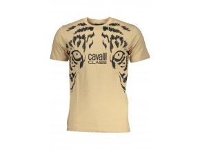 CAVALLI CLASS Perfektné Pánske Tričko Krátky Rukáv Béžová (Veľkosť L, Farba Bežová)