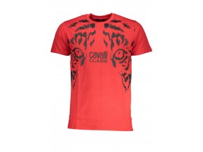 CAVALLI CLASS Perfektné Pánske Tričko Krátky Rukáv Červená (Veľkosť M, Farba červená)