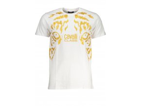 CAVALLI CLASS Perfektné Pánske Tričko Krátky Rukáv Biela (Veľkosť XL, Farba Biela)