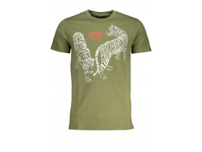 CAVALLI CLASS Perfektné Pánske Tričko Krátky Rukáv Zelená (Veľkosť M, Farba zelená)
