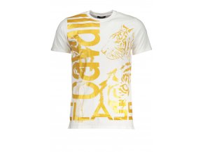 CAVALLI CLASS Perfektné Pánske Tričko Krátky Rukáv Biela (Veľkosť XL, Farba Biela)