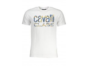 CAVALLI CLASS Perfektné Pánske Tričko Krátky Rukáv Biela (Veľkosť XL, Farba Biela)