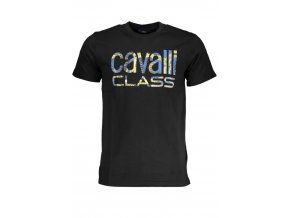 CAVALLI CLASS Perfektné Pánske Tričko Krátky Rukáv Čierna (Veľkosť XL, Farba čierna)