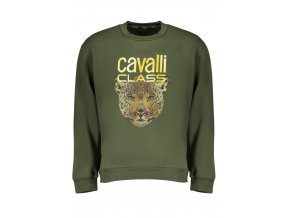 CAVALLI CLASS Perfektná Pánska Mikina Zelená (Veľkosť M, Farba zelená)