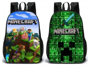 Obojstranný študentský ruksak s potlačami Minecraft vzor 1