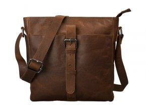 Pánska Kožená Taška cez rameno Buffalo Pull-Up Vintage Leather 24x24x5cm hnedá (Farba Hnedá)