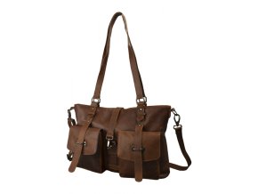 Veľká Kožená Taška cez rameno Buffalo Pull - Up Vintage Leather 42x30x17cm hnedá (Farba Hnedá)