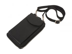 Kožená Taška cez rameno na smartfón unisex Hunter 20x13cm čierna (Farba čierna)
