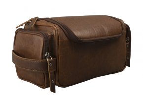 Toaletná Kožená Taška unisex Buffalo Pull 28x15x15cm hnedá (Farba Hnedá)
