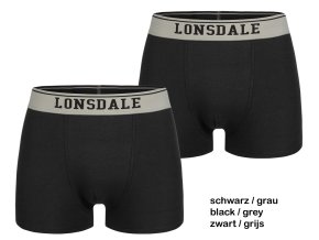 Lonsdale Oxfordshire Pánske Boxerky Balenie 2ks Šedo Čierne (Veľkosť S, Farba čierna)