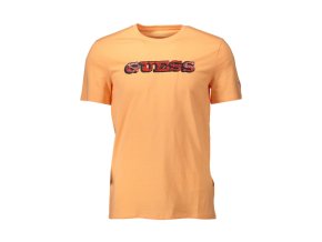 GUESS JEANS Perfektné Pánske Tričko Krátky Rukáv Oranžová (Veľkosť XL, Farba oranžová)