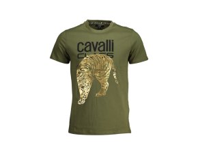 CAVALLI CLASS Perfektné Pánske Tričko Krátky Rukáv Zelená (Veľkosť XL, Farba zelená)