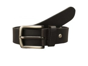 Pevný Kožený Opasok Buffalo so striebornou prackou 3,5 cm Čierny (Veľkosť 95, Farba čierna)