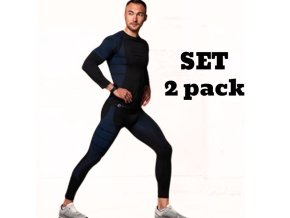 Stark Soul® Pánske Lyžiarske Termoprádlo s dlhým rukávom set 2 kusy čierno modré (Veľkosť S - M, Farba čierna)