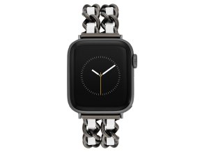 Steve Madden Kombinovaný remienok z ocele a vegánskej kože pre Apple Watch 38/40/41 WS/1001BKWT424445