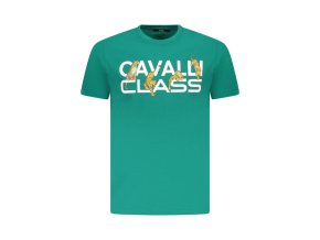 CAVALLI CLASS Perfektné Pánske Tričko Krátky Rukáv Zelená