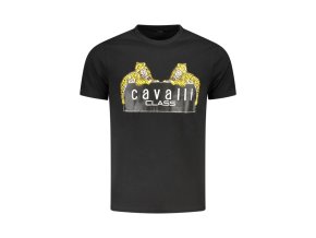 CAVALLI CLASS Perfektné Pánske Tričko Krátky Rukáv Čierna