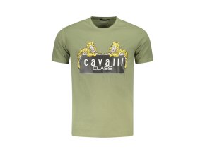 CAVALLI CLASS Perfektné Pánske Tričko Krátky Rukáv Zelená