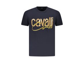 CAVALLI CLASS Perfektné Pánske Tričko Krátky Rukáv Modrá