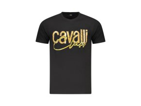 CAVALLI CLASS Perfektné Pánske Tričko Krátky Rukáv Čierna