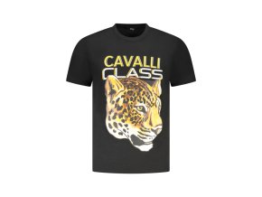 CAVALLI CLASS Perfektné Pánske Tričko Krátky Rukáv Čierna