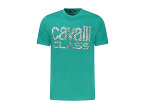 CAVALLI CLASS Perfektné Pánske Tričko Krátky Rukáv zelená
