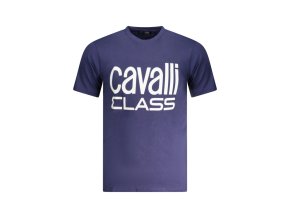 CAVALLI CLASS Perfektné Pánske Tričko Krátky Rukáv modrá (Veľkosť M, Farba modrá)