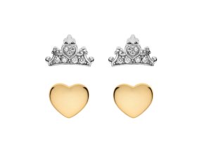 10858 disney set detskych nausnic srdce a korunky stribrny pozlaceny ss00001tzwl cs