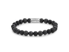 1209 rebel rose pansky naramek black rocks 8mm