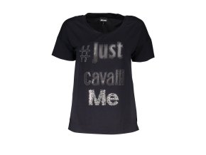 Štýlové Dámske Tričko s krátkym rukávom JUST CAVALLI Čierna (Velkost XS, Farba Čierna)