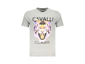Štýlové Pánske Tričko s krátkym rukávom CAVALLI CLASS Šedá (Velkost 2XL, Farba Šedá)