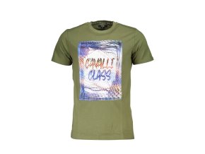 Štýlové Pánske Tričko s dlhým rukávom CAVALLI CLASS Zelená (Velkost 2XL, Farba Zelená)