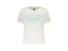 Štýlové Dámske Tričko s krátkym rukávom TOMMY HILFIGER Biela (Velkost XL, Farba Biela)