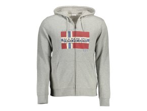 Športová Pánska Mikina so zipsom NAPAPIJRI Šedá (Velkost 2XL, Farba Šedá)