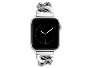 7628 3 anne klein reminek pro apple watch 42mm 44mm 45mm ultra 49mm stribrny s krystaly