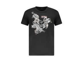 Štýlové Pánske Tričko s krátkym rukávom CAVALLI CLASS Čierna (Velkost 2XL, Farba Čierna)