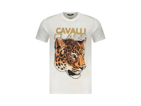Štýlové Pánske Tričko s krátkym rukávom CAVALLI CLASS Biela (Velkost 2XL, Farba Biela)