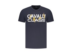 Štýlové Pánske Tričko s krátkym rukávom CAVALLI CLASS Modrá (Velkost 2XL, Farba Modrá)