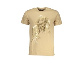 Štýlové Pánske Tričko s krátkym rukávom CAVALLI CLASS Bežová (Velkost 2XL, Farba Bežová)