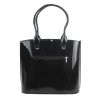 Luxusná veľká dámska kabelka čierny lak s hnedými kvietkami S528 GROSSO