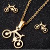 Módna Súprava Retiazky s Príveskom a Náušnice Bicykel (Farba Zlatá)