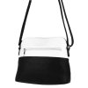 Malá crossbody kabelka so strieborným zipsom NH6021 čierno-biela