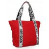 Veľká dámska nylonová shopper kabelka cez rameno červená