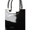 Luxusná kabelka čierna lakovaná S7 strieborné kovanie GROSSO