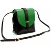 Kožená moderná malá dámska crossbody kabelka čierna / zelená