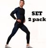 Stark Soul® Pánske Lyžiarske Termoprádlo s dlhým rukávom set 2 kusy čierno modré (Veľkosť S - M, Farba čierna)
