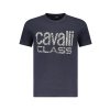 CAVALLI CLASS Perfektné Pánske Tričko Krátky Rukáv Modrá (Veľkosť S, Farba modrá)