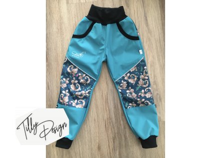 Lehké softshellové kalhoty smaragdové s klokánky