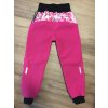 Dívčí zateplené softshellové kalhoty sytě růžové s koťátky